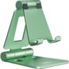Nulaxy Aluminum Phone Stand for Desk, Adjustable Phone Holder Foldable Metal Stand Mount Cradle Dock Compatible with iPhone 16 15 14 13 12 11 Pro Mini Pro Max Xs XR X 8 7, All Smartphones - Green