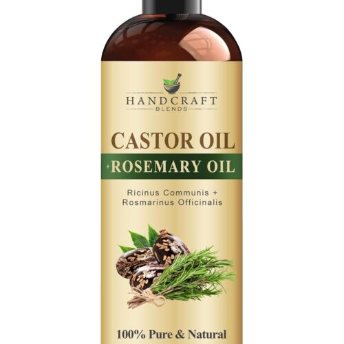61c9HUVtWaL._SL1500_.jpg Handcraft Blends Castor Oil with Rosemary Oil 8 Fl Oz | 100% Pure and Natural | Premium Grade Carrier Oil | Hair, Eyelashes and Eyebrows | Hair and Body