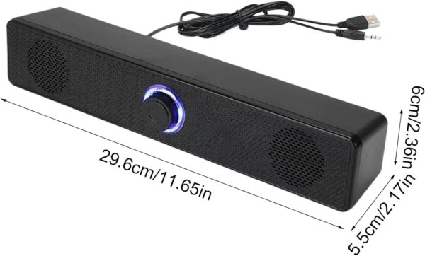 Sound Bar - Home Theater Audio System for Wireless, Deep Bass, Volume Boost, Projector, Surround Experience with Easy Connection, TV Speaker for Desktop, Laptop, Computer, 11.65x2.17x2.36 Inches