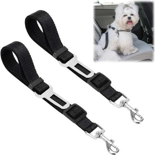 Ram® 2 X Dog Car Seat Belts 70CM Adjustable Car Seatbelt Harness Strap For Dogs Cat Travel Strong Durable Clip On Pet Travel Seat Belt