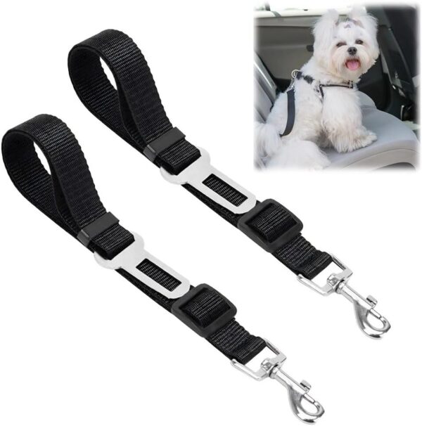 Ram® 2 X Dog Car Seat Belts 70CM Adjustable Car Seatbelt Harness Strap For Dogs Cat Travel Strong Durable Clip On Pet Travel Seat Belt