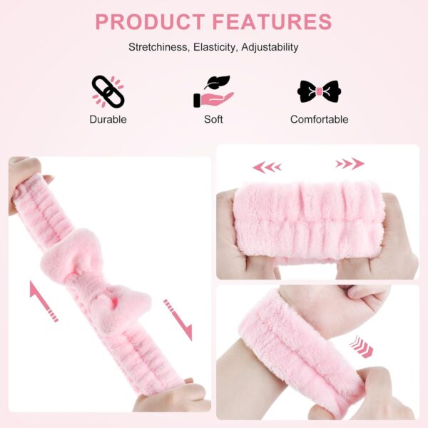 61dknCmKXbL._SL1500_.jpg Dorbetar 6Pack Headband and Wristband Set for Washing Face, Spa Skincare Makeup Headband, Soft Puffy Hair Band Bow Tie, for Women and Teen Girl Trendy Stuff Gifts