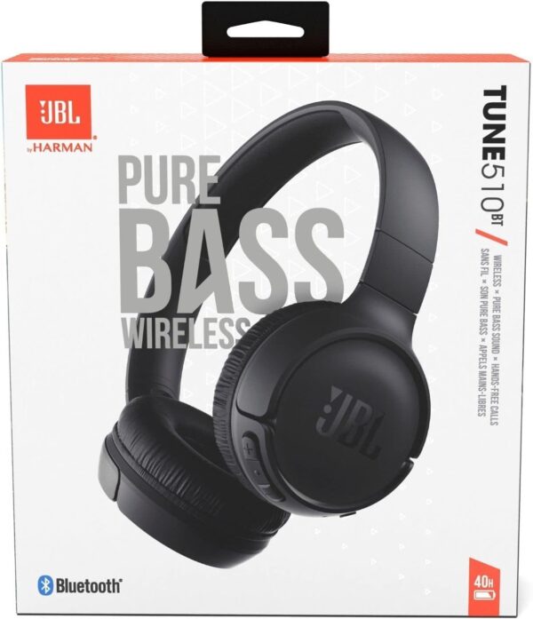 61erqCycyL._AC_SL1500_.jpg JBL Tune 510BT - Bluetooth headphones with up to 40 hours battery, microphone for call, foldable and comfortable, Android and iOs compatible (Black)