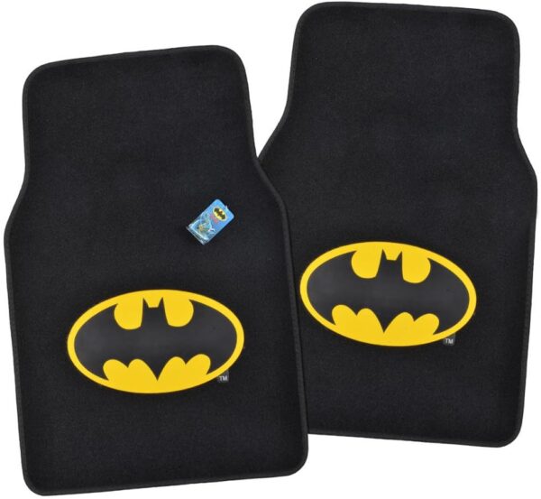 61gJ30XrFTL._AC_SL1000_.jpg BDK WBMT-1301 Batman Carpet Car Floor Mats Black & Yellow Logo - 4 Pieces, Rubber Backing, Front & Rear Full Set