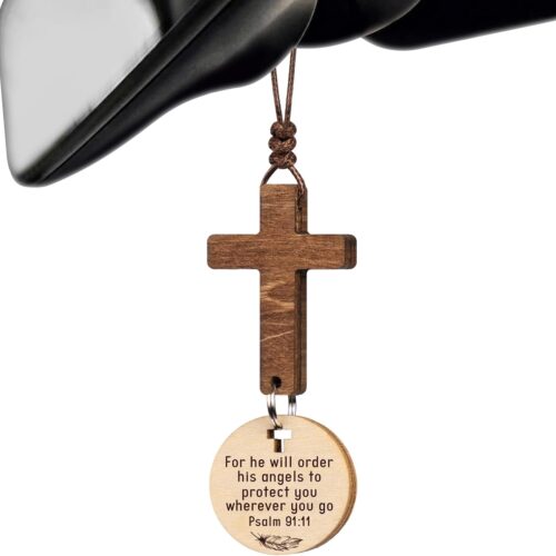 61gQnxzSvGL._AC_SL1500_.jpg Cross for Car Mirror Hanging Christian Gifts for Men, Dad, Women, Bible Study - Scan Phone for Daily Bible Verse Car Rearview Decor Accessories for Truck Driver, Jesus Religious Gift