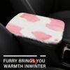 JINGSEN11 11-Piece Fluffy Car Accessories Set - Plush Steering Wheel Covers, Soft Fleece Handbrake & Shift Covers, Non-Slip Car Trim Decorations (Pink)