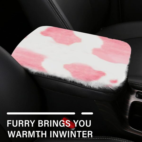 JINGSEN11 11-Piece Fluffy Car Accessories Set - Plush Steering Wheel Covers, Soft Fleece Handbrake & Shift Covers, Non-Slip Car Trim Decorations (Pink)