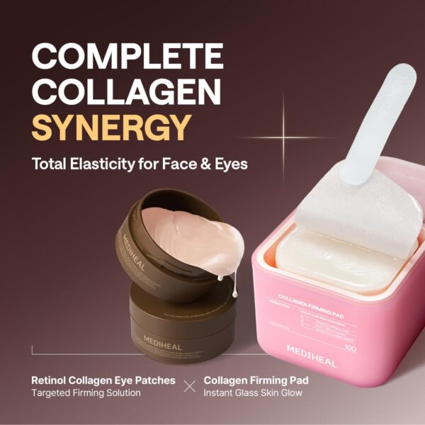 Mediheal Retinol Collagen Under Eye Patches - Korean Hydrogel Eye Pads (60 patches) with 95% Retinol & Collagen - Improves Puffy Eyes & Dark Circles - Non Irritating, Encapsulated Retinol