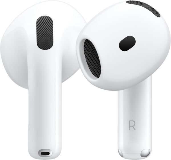 61iBtxCUabL._AC_SL1500_.jpg Apple AirPods 4 Wireless Earbuds, Bluetooth Headphones, Personalized Spatial Audio, Sweat and Water Resistant, USB-C Charging Case, H2 Chip, Up to 30 Hours of Battery Life, Effortless Setup for iPhone