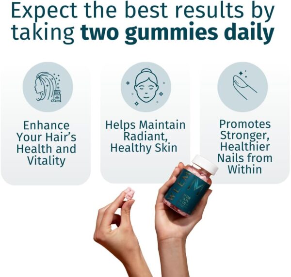 61iuIs5g0pL._AC_SL1080_.jpg WEEM Hair Skin and Nails Gummies - Supports Healthy Hair - Vegan biotin Vitamins for Women & Men Supports Faster Hair Growth, Stronger Nails, Healthy Skin, Extra Strength (3)