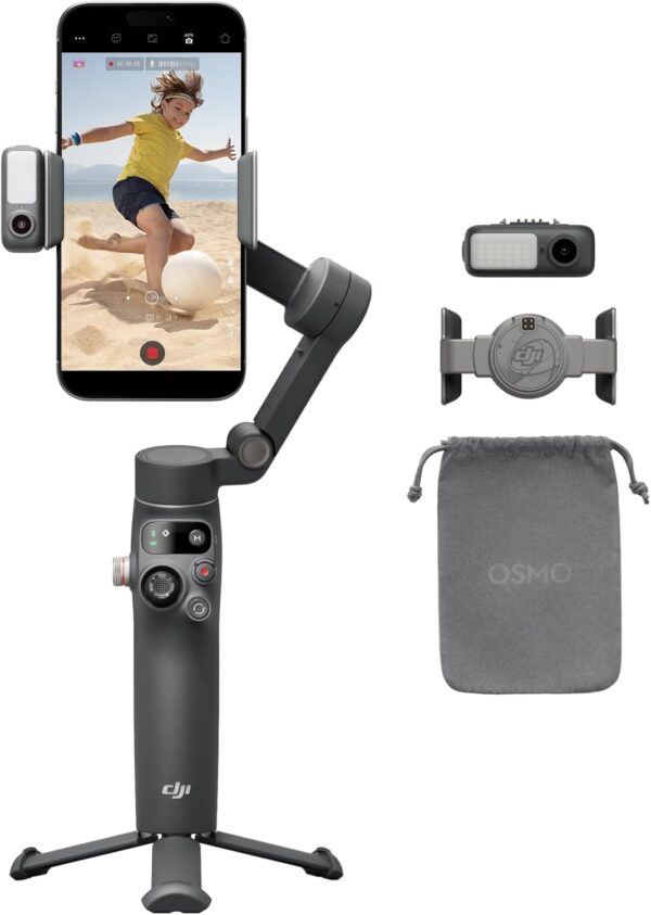 61iywJZXGNL._AC_SL1500_.jpg DJI Osmo Mobile 7P Gimbal Stabilizer for iPhone, Android, Native Tracking, Lighting, 3-Axis Phone Gimbal, Quick Launch, One-Tap Edit, Built-in Extension Rod & Tripod, 10hrs Use, Phone Charging