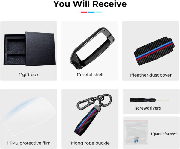 61jEY4Wwf4L._AC_SL1500_.jpg for BMW Key Fob Cover with Keychain, Carbon Fiber Metal Key Fob Case Fit for BMW 2025 2026 New X5 X7 7 iX X6 i5 M60 i7 Series, Full Protection Car Key Cover Shell Accessories for Man and Woman