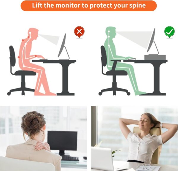 gianotter Desk Computer Monitor Stand with Drawer and 2 Pen Holders, Desk Organizer for Women, Home Office Essentials (Rose Gold)