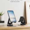 Nulaxy 2 Packs Folding Phone Stand for Desk, Fully Adjustable Mobile Phone Holder Desktop Compatible with iPhone 17 16 15 14 13 12 11 Xs Xr X 8, HUAWEI, Samsung, All Smartphones, Black & Black