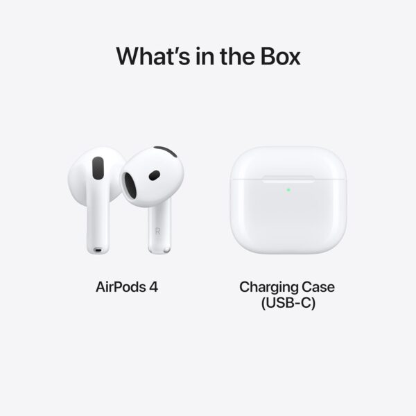 61lyD0pXXL._AC_SL1500_.jpg Apple AirPods 4 Wireless Earbuds, Bluetooth Headphones, Personalized Spatial Audio, Sweat and Water Resistant, USB-C Charging Case, H2 Chip, Up to 30 Hours of Battery Life, Effortless Setup for iPhone