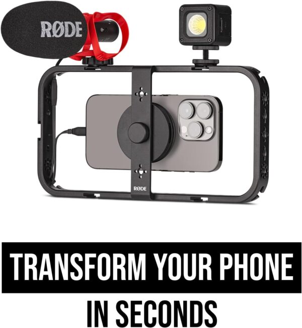 61lJiEjjCWL._AC_SL1500_.jpg RODE Phone Cage Magnetic Mobile Filmmaking Cage, For Smartphone Content Creation, Five Cold Shoe Mounts, Cable Management Slots, High-Grade Aluminium
