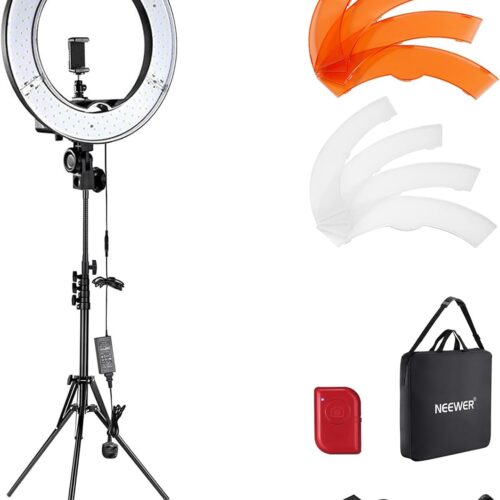61ntHX88GLL._AC_SL1500_.jpg NEEWER Ring Light Kit: 18"/45cm Outer 55W 5600K Dimmable LED Ring Light, Light Stand, Carrying Bag for Camera, Smartphone, YouTube, TikTok, Self Portrait Shooting, Black