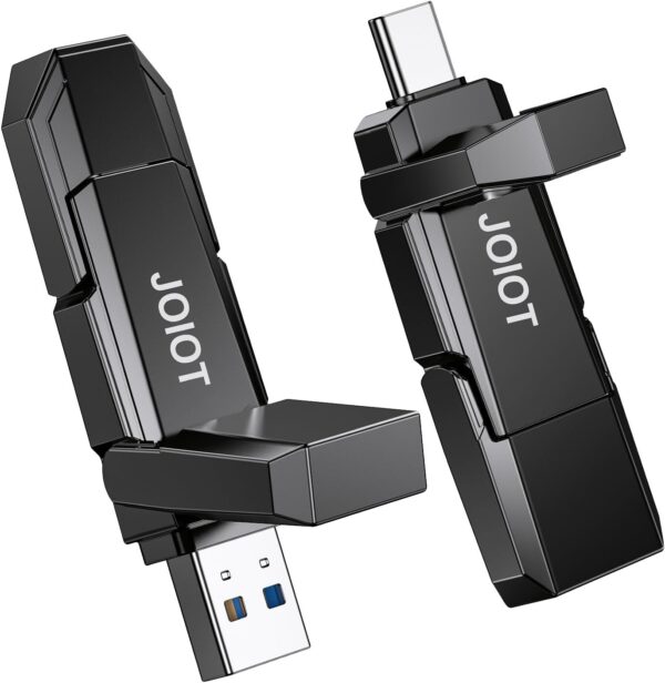 JOIOT USB C Flash Drive 256GB Up to 450MB/s Dual Type-C & USB-A USB 3.2 Solid State Drive USB-C Thumb Drive Compatible with iPhone 15/16 Series Smartphone Tablet Laptop Car Smart TV Game Console