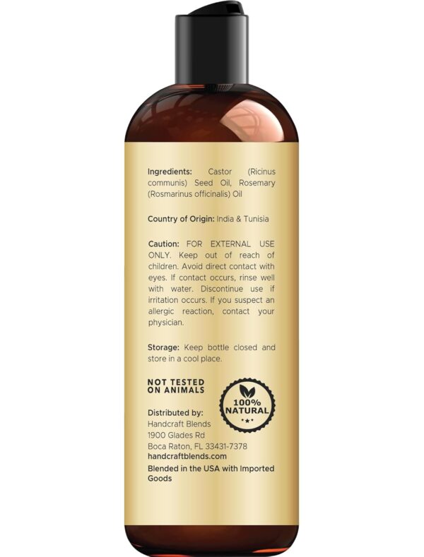 61pAzc7SqML._SL1500_.jpg Handcraft Blends Castor Oil with Rosemary Oil 8 Fl Oz | 100% Pure and Natural | Premium Grade Carrier Oil | Hair, Eyelashes and Eyebrows | Hair and Body