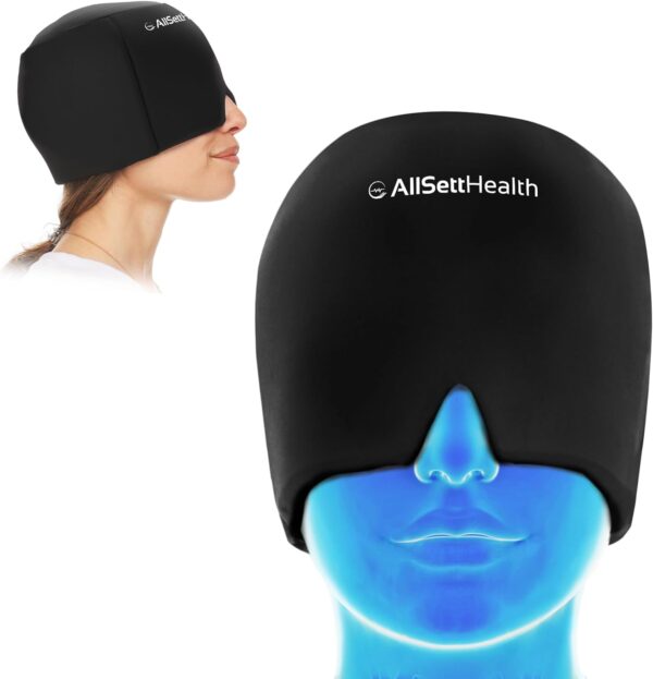 61q8fpHpmL._AC_SL1500_.jpg Migraine Relief Cap Ice Head Wrap and Hat | Hot/Cold Gel Pack with Face and Eye Mask Compress for Headache Relief - Black
