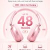 Wentronic Y05 Bluetooth Over-Ear Headphones with Active Noise Cancelling, Hi-Res Audio, 48H Playtime, Built-in Mic, Wired/Wireless, Works with iOS, Android & PC, Pink
