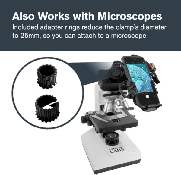 Celestron 81055 NexYZ 3-Axis Universal Smartphone Adapter, Patented Design - Works with Telescopes, Spotting Scopes, Binoculars, Monoculars and Microscopes, Black