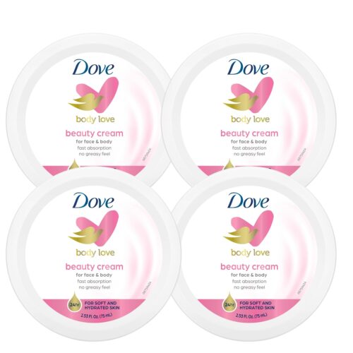 61rFdTmA1XL._SL1500_.jpg Dove Nourishing Body Care, Face, Hand, and Body Beauty Cream for Normal to Dry Skin Lotion for Women with 24-Hour Moisturization, 4-Pack, 2.53 Oz Each Jar