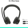 Logitech Zone 301 Wireless Bluetooth Headset with Noise-Canceling Microphone, Compatible with Windows, Mac, Chrome, Linux, iOS, iPadOS, Android – Graphite