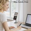 Nulaxy Magnetic Cell Phone Stand with 2 Metal Rings, 360 Rotating Fully Aluminum Smartphone Stand for Desk, Office Accessories Adjustable Phone Holder Compatible with All Phones MagSafe Case, Grey