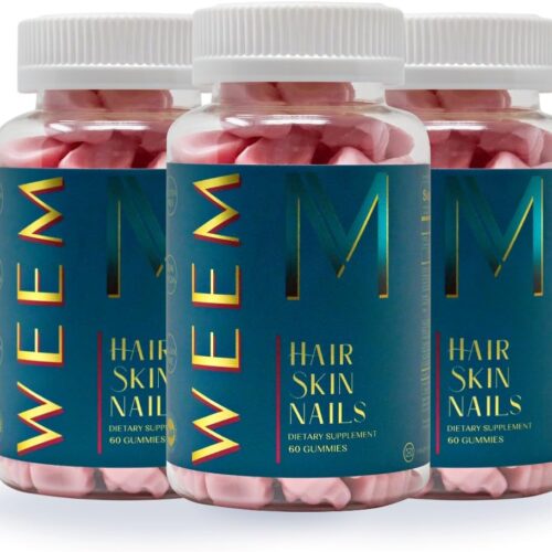 61sYeXKFm1L._AC_SL1080_.jpg WEEM Hair Skin and Nails Gummies - Supports Healthy Hair - Vegan biotin Vitamins for Women & Men Supports Faster Hair Growth, Stronger Nails, Healthy Skin, Extra Strength (3)