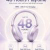 Wentronic Y05 Bluetooth Over-Ear Headphones with Active Noise Cancelling, Hi-Res Audio, 48H Playtime, Built-in Mic, Wired/Wireless, Works with iOS, Android & PC, Purple