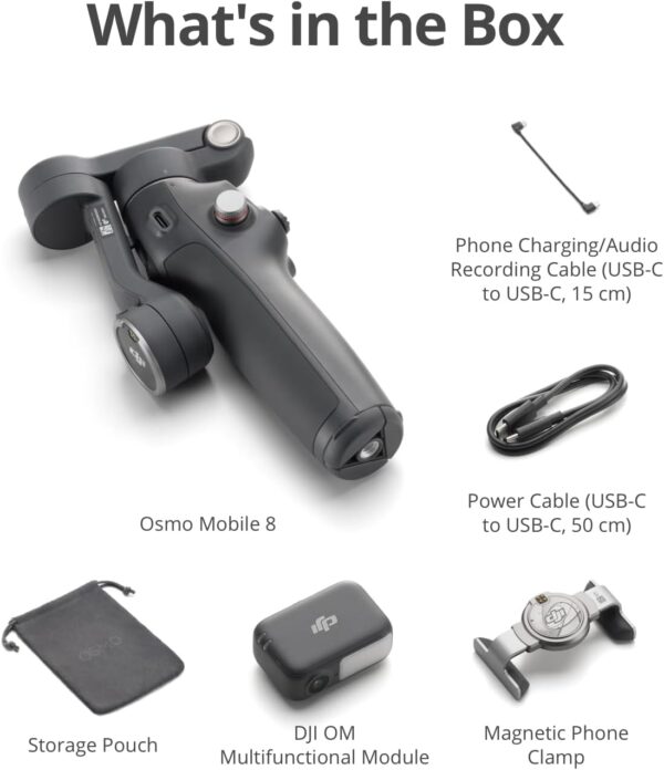 61tveaou4L._AC_SL1500_.jpg DJI Osmo Mobile 8 Advanced Tracking Combo Gimbal Stabilizer for Phone, AI Native Tracking with Audio & Lighting, 360° Pan Rotation, Built-in Extension Rod&Tripod, 10h Battery