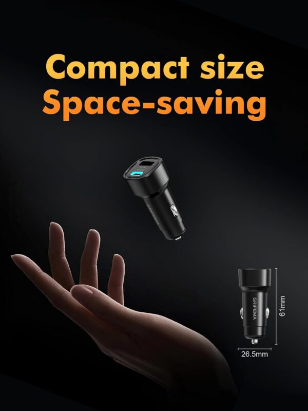 61v7PVT5sbL._AC_SL1500_.jpg GRIFEMA 48W Car Charger Fast Charge, Dual Port Cigarette Lighter Adapter, 30W USB C PD and 18W USB A QC 3.0, 12V 24V for iPhone 16 15 14, Samsung Galaxy, iPad