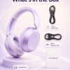 Wentronic Y05 Bluetooth Over-Ear Headphones with Active Noise Cancelling, Hi-Res Audio, 48H Playtime, Built-in Mic, Wired/Wireless, Works with iOS, Android & PC, Purple