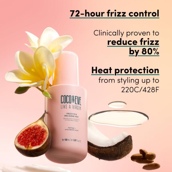 61xIaxrAHGL._SL1140_.jpg Coco & Eve Like A Virgin Frizz Fix & Pro Shine Mist - 72H Frizz Control & Instant Shine | Lightweight Heat Protectant | Moisturizing, Detangling Spray | For Damaged Hair & All Hair Types (5.07 fl oz)