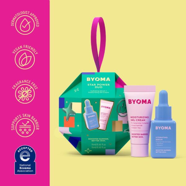 BYOMA Star Power Duo (2-Piece Travel Kit) - Hydrating Face Serum 15mL & Moisturizing Gel Cream 15mL for Skin Barrier Repair - Travel Size Essentials for Women & Men