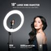 61yGN4SJXSL._AC_SL1500_.jpg NEEWER Ring Light Kit: 18"/45cm Outer 55W 5600K Dimmable LED Ring Light, Light Stand, Carrying Bag for Camera, Smartphone, YouTube, TikTok, Self Portrait Shooting, Black