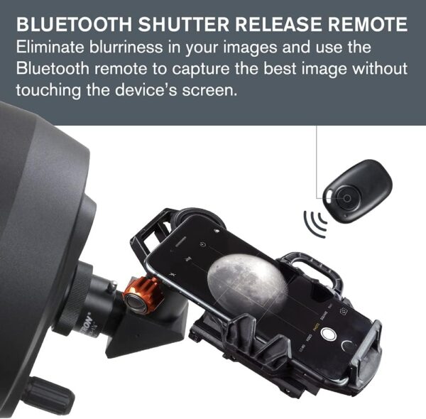 Celestron 81038 NexGo DX Universal Digiscoping and Astroimaging Smartphone Adapter Kit with Bluetooth Remote - Connects Your Smartphone Camera to an Eyepiece to Capture Images and Video, Black