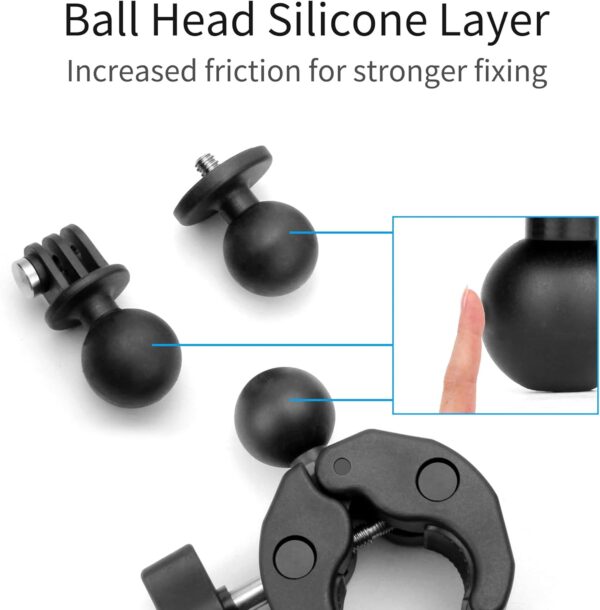 71evtZF1TL._AC_SL1500_.jpg SOONSUN Super Clamp Mount with Dual 360° Ball Heads & Phone Holder, Heavy-Duty Camera Clamp Mount for GoPro Hero 13 12 11 10 9, Insta360, DJI Osmo, DSLR, Smartphones & Action Camera