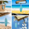 Surfboard Car Decor Charm Beach Rear View Mirror Accessories Stained Glass Car Accessories Ocean Decor Hanging Sun Catcher Surfer for Women Man