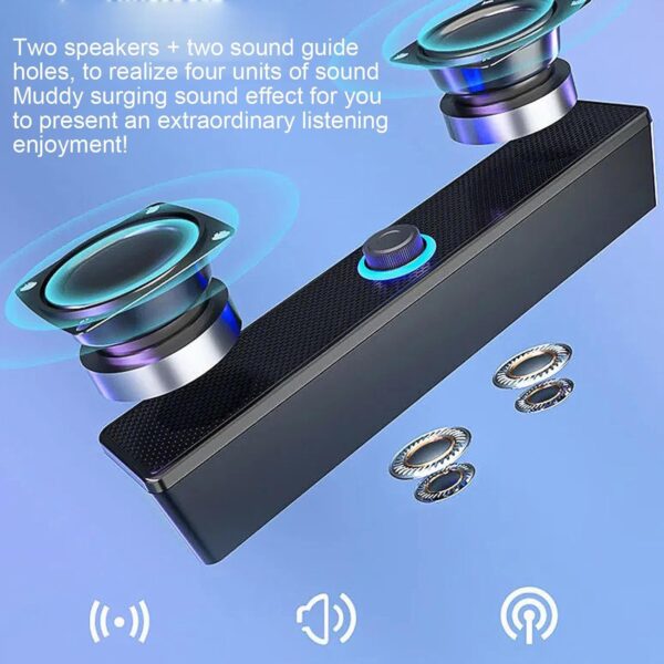 Sound Bar - Home Theater Audio System for Wireless, Deep Bass, Volume Boost, Projector, Surround Experience with Easy Connection, TV Speaker for Desktop, Laptop, Computer, 11.65x2.17x2.36 Inches