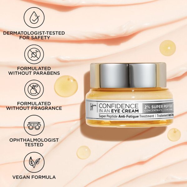 710CmCqV7L._SL1500_.jpg IT Cosmetics Confidence in an Eye Cream - Anti Aging Peptides Moisturizer, Dark Circles & Wrinkles, Lightweight 48H Hydration, 2% Super Peptide Concentrate, Smooth & Brighten Undereye, All Skin Types