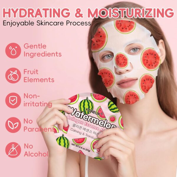 KONEUK 6 Pack Colorful Fruit Face Masks Skincare, Sheet Hydrating Face Mask, Collagen Facial Mask for Skin Care, Spa Birthday Party Supplies, Bulk Teacher Gifts, Graduation Gifts and Party Favors
