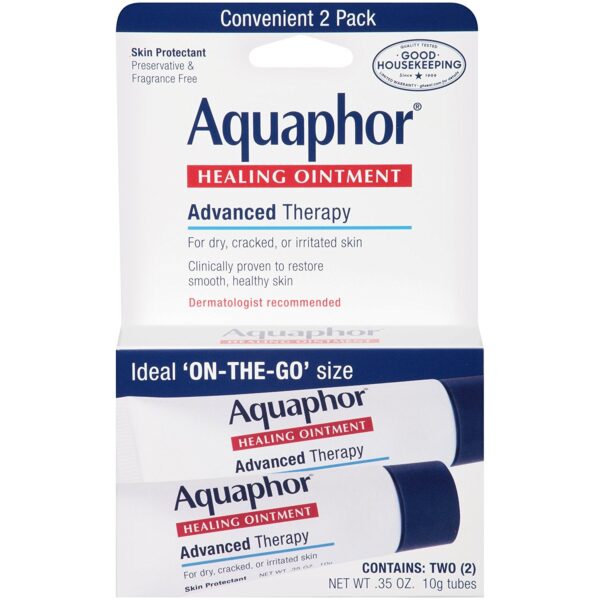 710ZXU4GkiL._SL1500_.jpg Aquaphor Healing Ointment Advanced Therapy Skin Protectant, Dry Skin Body Moisturizer, 0.35 Oz Tube, Pack of 2