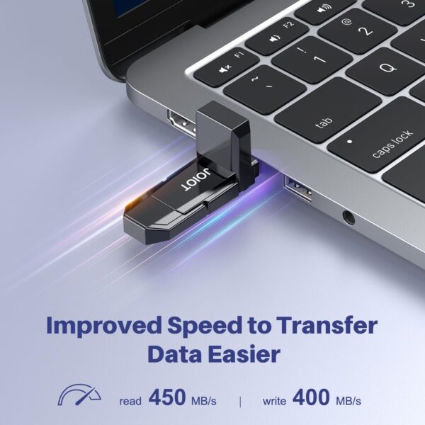 JOIOT USB C Flash Drive 256GB Up to 450MB/s Dual Type-C & USB-A USB 3.2 Solid State Drive USB-C Thumb Drive Compatible with iPhone 15/16 Series Smartphone Tablet Laptop Car Smart TV Game Console