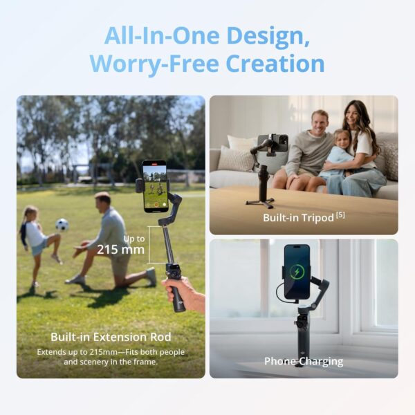 710uRmfBA5L._AC_SL1500_.jpg DJI Osmo Mobile 8 Advanced Tracking Combo Gimbal Stabilizer for Phone, AI Native Tracking with Audio & Lighting, 360° Pan Rotation, Built-in Extension Rod&Tripod, 10h Battery