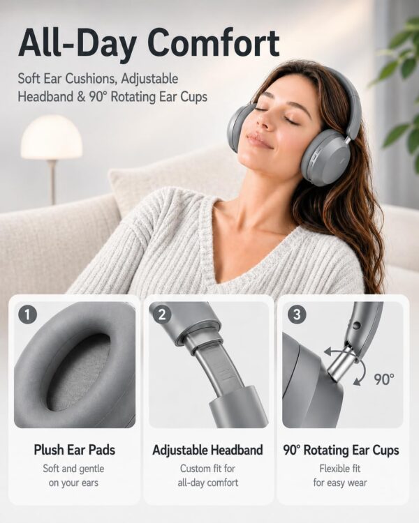 7117mFChpKL._AC_SL1402_.jpg Wentronic Y05 Bluetooth Over-Ear Headphones with Active Noise Cancelling, Hi-Res Audio, 48H Playtime, Built-in Mic, Wired/Wireless, Works with iOS, Android & PC, Grey