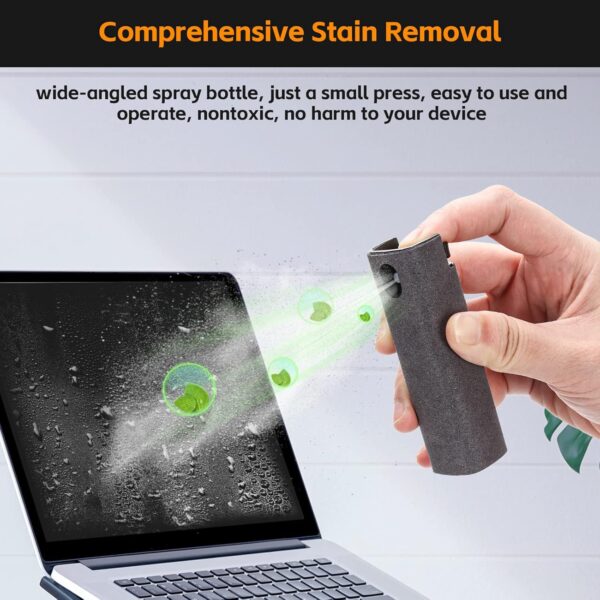 Alyvisun Screen Cleaner Kit (Liquid NOT Included), 3 in 1 Screen Cleaner Tool with Microfiber Cloth, Portable Refillable Laptop Screen Cleaner Spray Bottle for Phone/TV/Monitor/Computer/Car Screen
