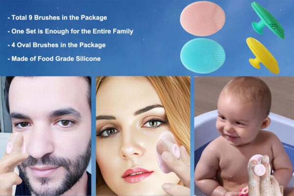 711MgmuPeZL._SL1500_.jpg 9-in-1 Face Scrubber Face Cleaning Brushes Super Soft Silicone Cleanser Brush and Facial Cleansing Massager Brush Face Cleansing Brush Set