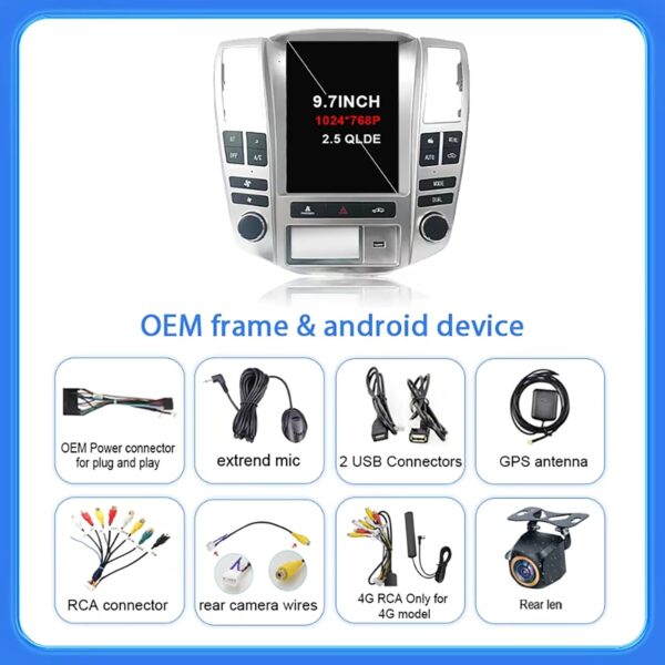 Android Touch Screen Car Stereo 9.7 Inch Car Stereo Radio Plug And Play For Lexus RX330 RX300 RX350 RX400 2004-2008 Car Accessories Car Radio(AT200 4 Core Wifi 1G+32G)